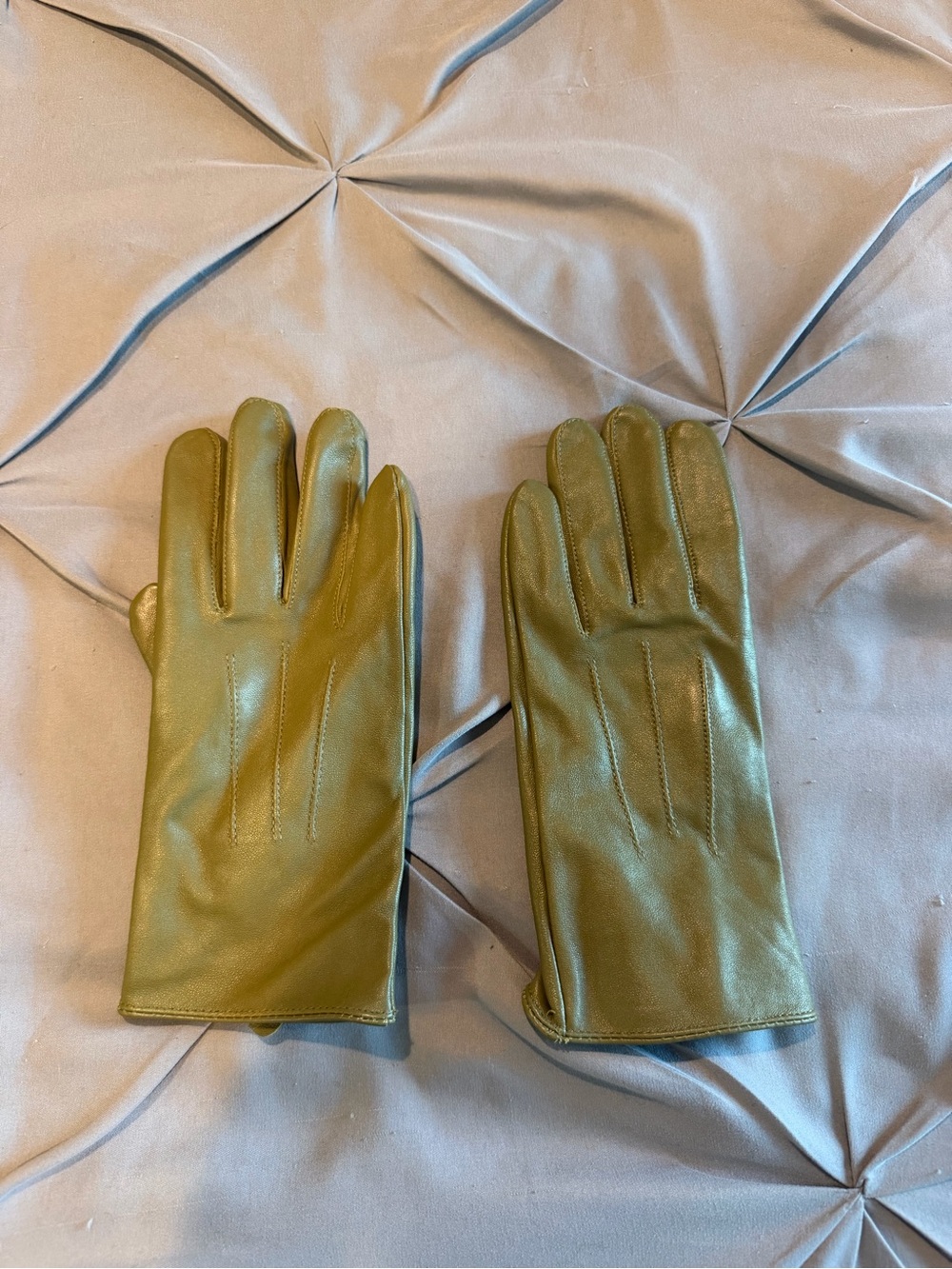 Olive Green Leather Gloves